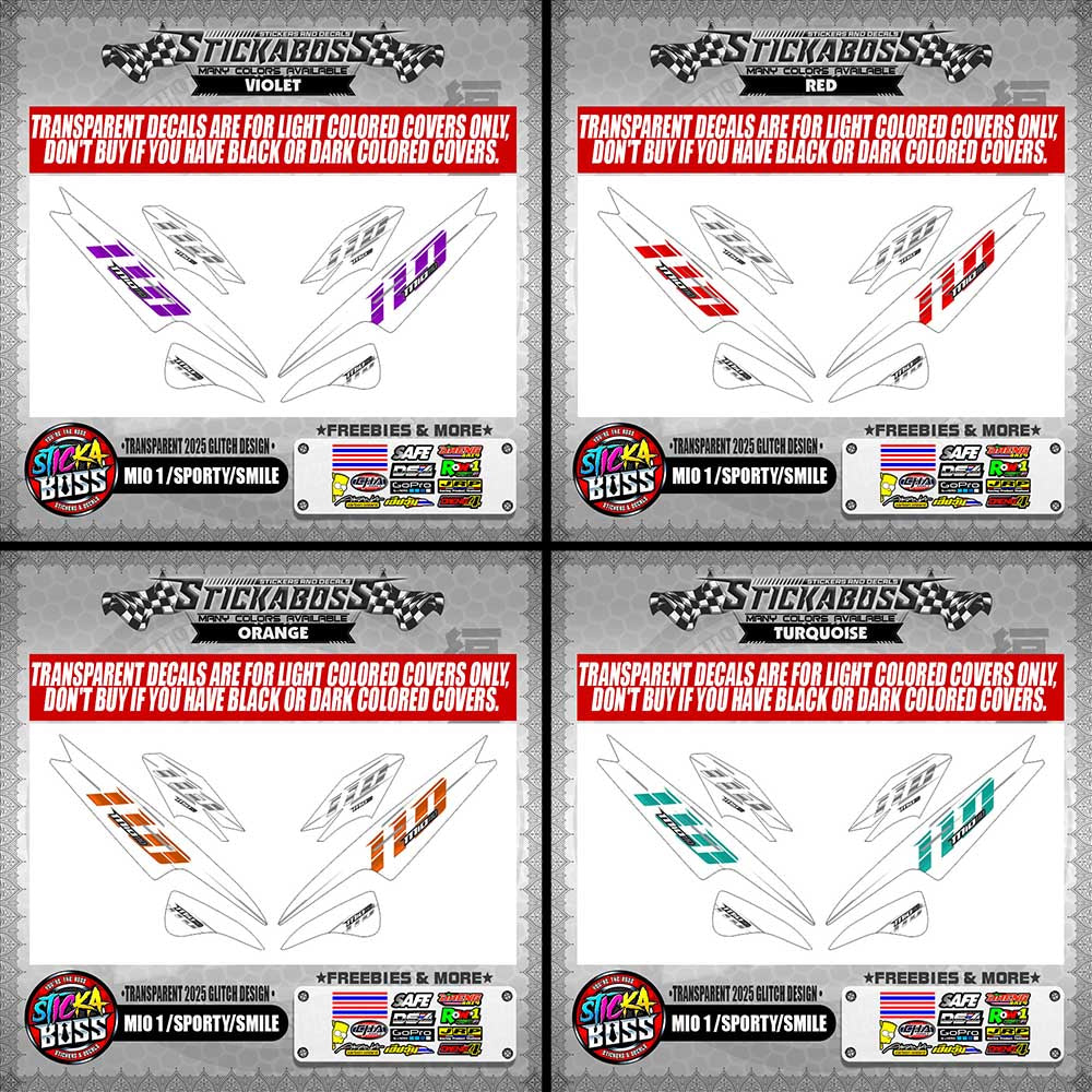 MIO 1/SPORTY/SMILE STICKER DECALS ( TRANSPARENT 2025 GLITCH DESIGN )【WITH FREEBIES】