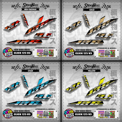 CLICK 125 V3 DECALS ( NEW VARIO VRD15 )[ PREMIUM GLOSSY LAMINATED ]【WITH FREEBIES】