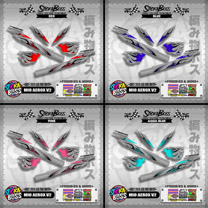 MIO AEROX V2 DECALS ( GREY 2024 LED FIRE MOTIF )【WITH FREEBIES】