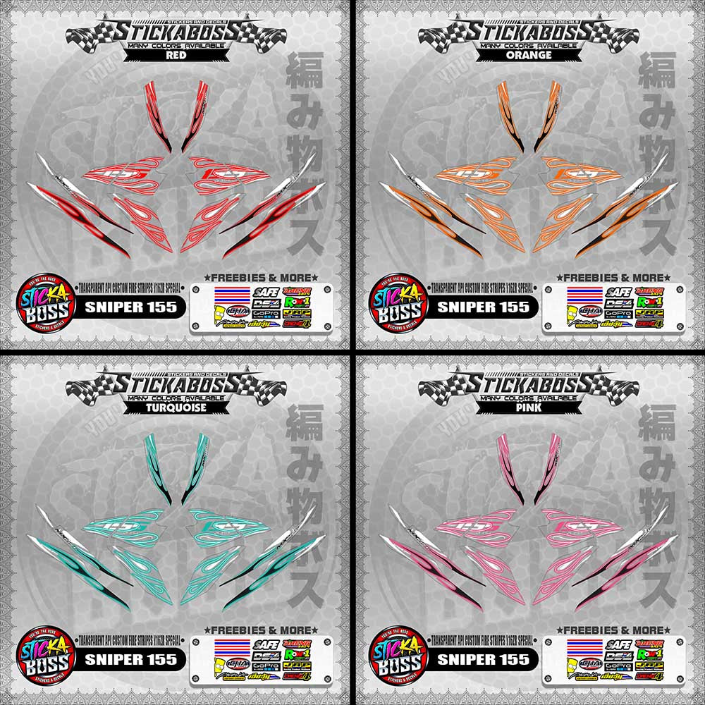 [ PREMIUM UV PRINT ] TRANSPARENT SNIPER 155 STICKER DECALS ( API CUSTOM FIRE STRIPES Y16ZR SPECIAL )