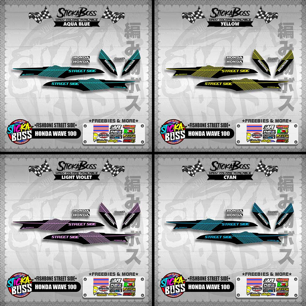 HONDA WAVE 100 DECALS ( FISHBONE STREET SIDE )【WITH FREEBIES】