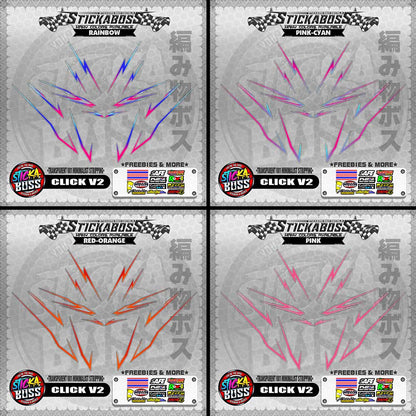 【PREMIUM UV PRINT】TRANSPARENT CLICK V2 STICKER DECALS ( 001 MINIMALIST STRIPPING )【WITH FREEBIES】