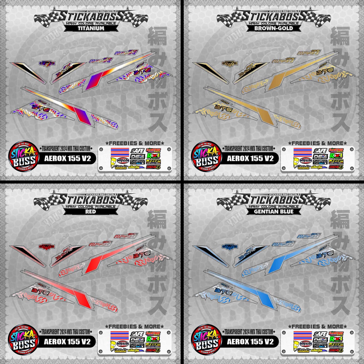 【PREMIUM UV PRINT】TRANSPARENT AEROX 155 V2 DECALS ( 2024 NVX THAI CUSTOM )【WITH FREEBIES】