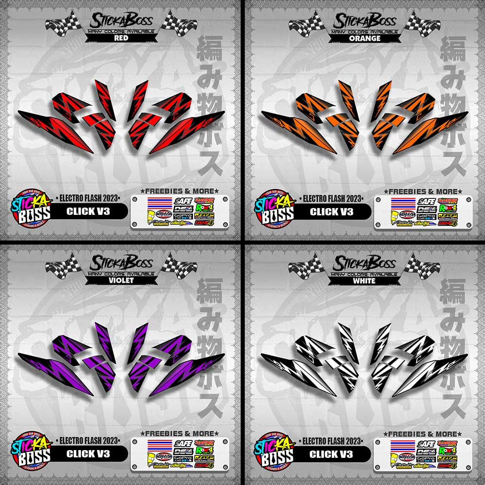 CLICK V3 DECALS ( ELECTRO FLASH 2023 ) [ PREMIUM GLOSSY LAMINATED ]【WITH FREEBIES】