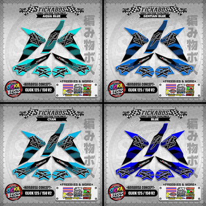 CLICK 125 / 150 V2 STICKER DECALS ( HAYABUSA CONCEPT )【WITH FREEBIES】