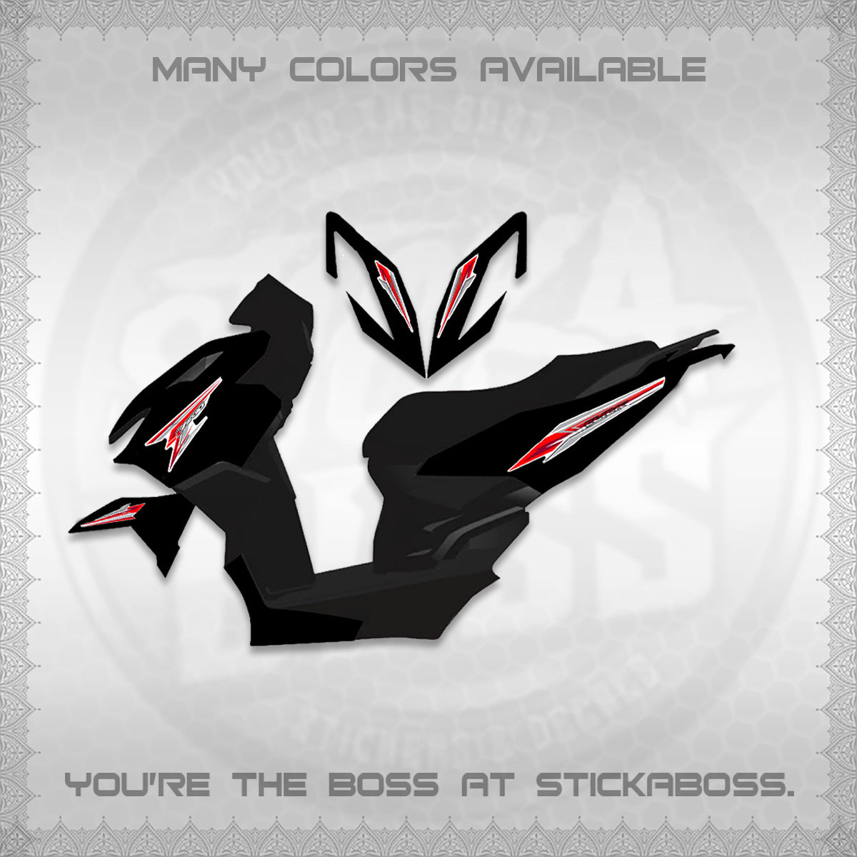 CLICK 160 VARIO FOR WHITE DECALS (2026 SHARP 00-A1 DESIGN)STICKER KITS By STICKABOSS