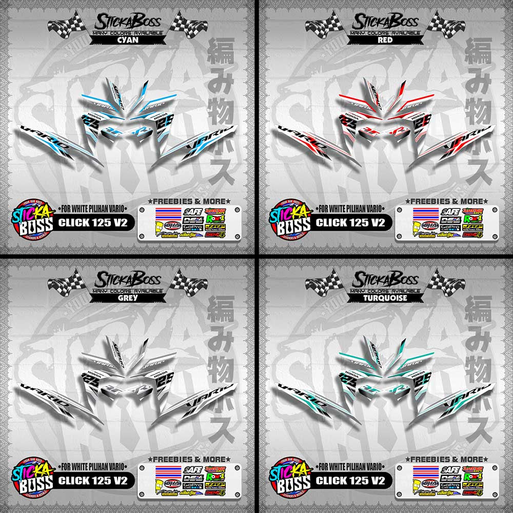 CLICK 125 V2 MALAYSIAN DECALS ( FOR WHITE PILIHAN VARIO )【WITH FREEBIES】