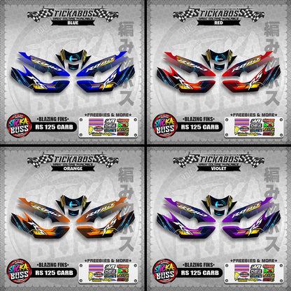 RS 125 CARB STICKER DECALS ( BLAZING FINS )【WITH FREEBIES】