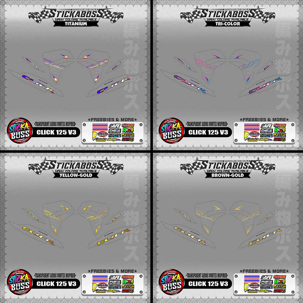 [ PREMIUM UV PRINT ] TRANSPARENT CLICK 125 V3 DECALS ( AEROX VORTEX INSPIRED )【WITH FREEBIES】