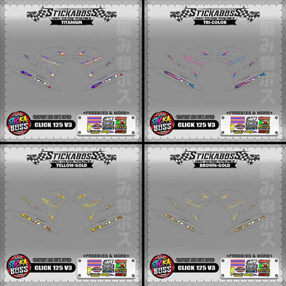[ PREMIUM UV PRINT ] TRANSPARENT CLICK 125 V3 DECALS ( AEROX VORTEX INSPIRED )【WITH FREEBIES】