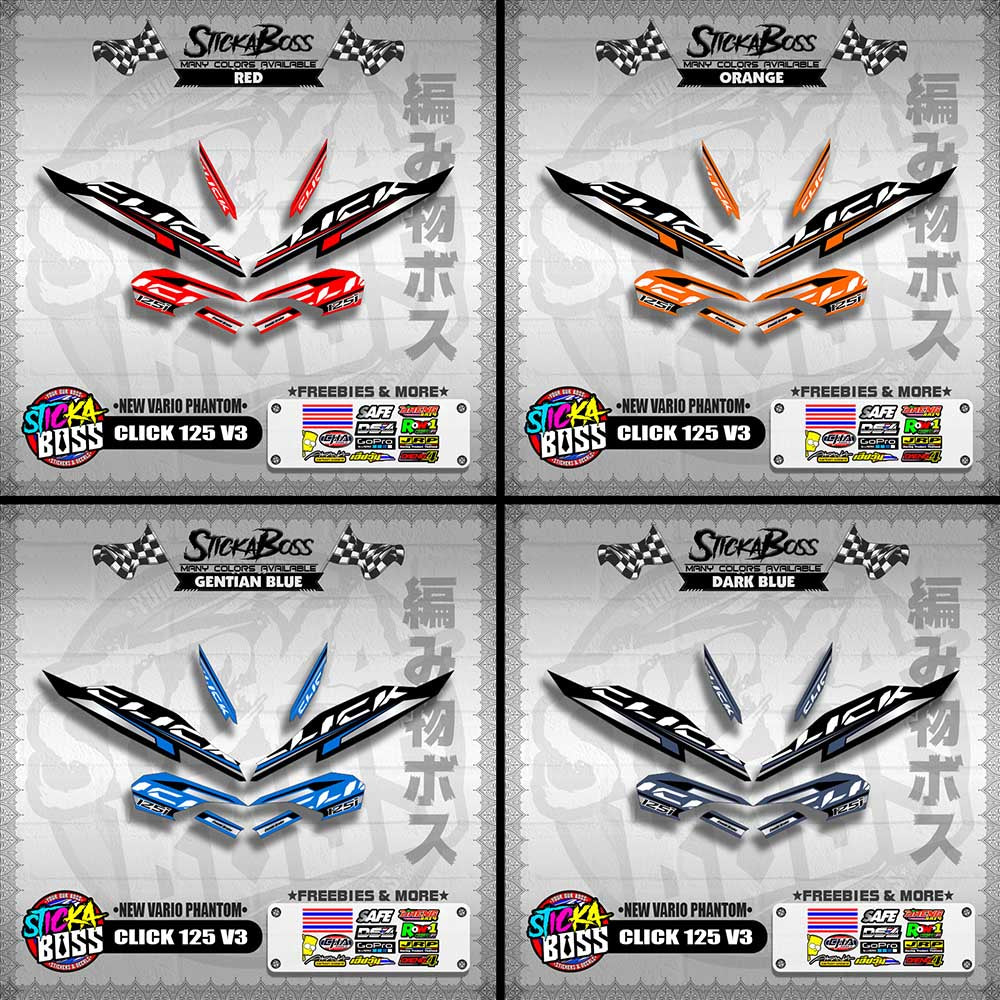 CLICK 125 V3 DECALS ( NEW VARIO PHANTOM )【WITH FREEBIES】