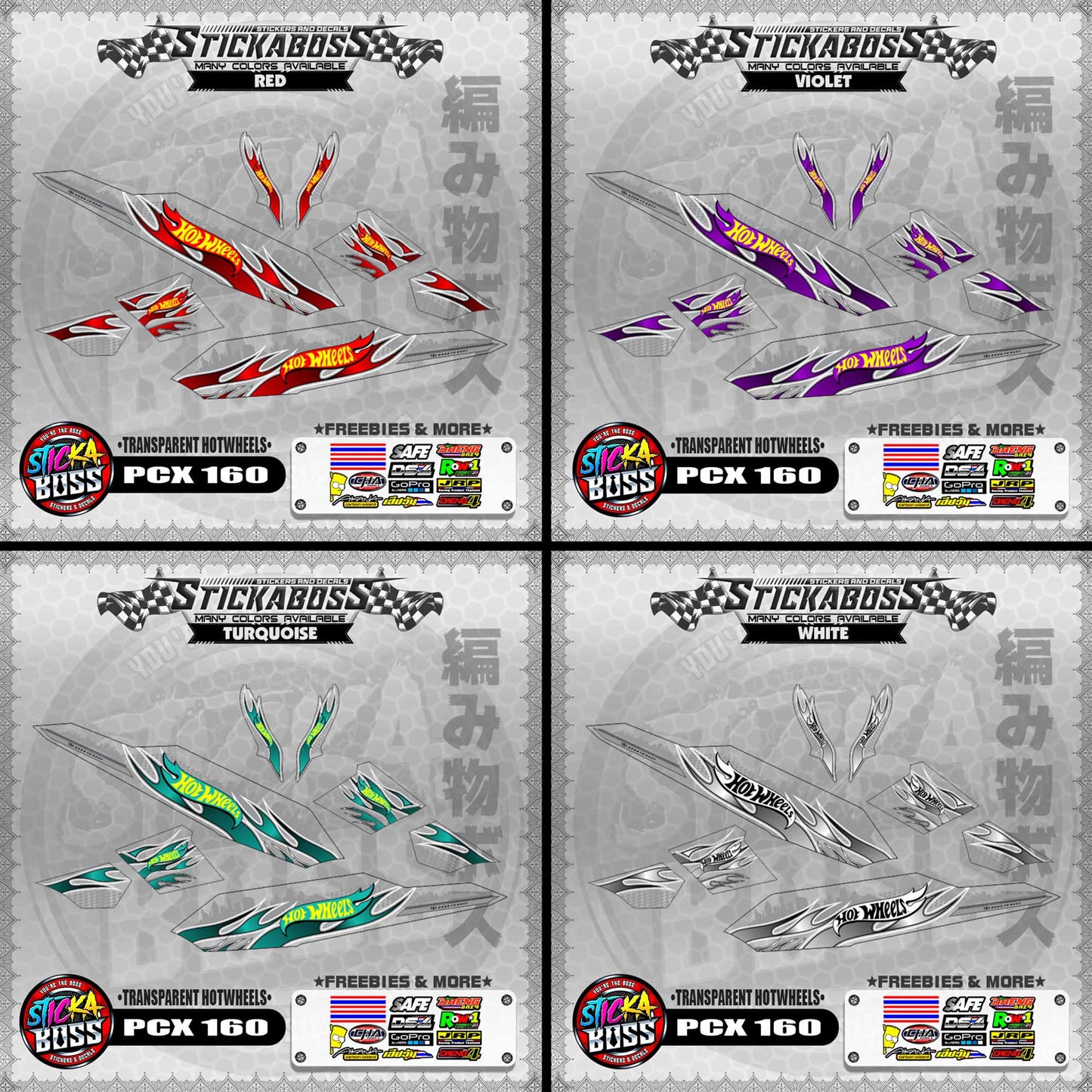 【PREMIUM UV PRINT】TRANSPARENT PCX 160 DECALS ( TRANSPARENT HOTWHEELS )【WITH FREEBIES】