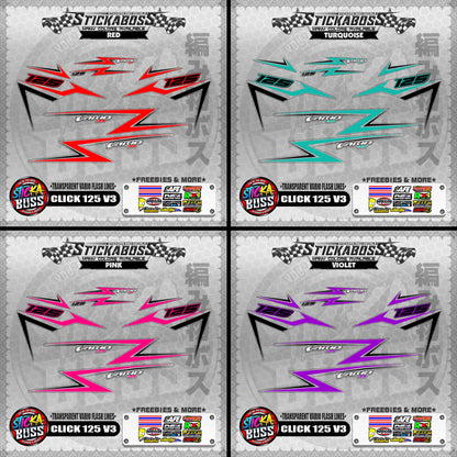 【PREMIUM UV PRINT】TRANSPARENT CLICK 125 V3 DECALS ( VARIO FLASH LINES )【WITH FREEBIES】