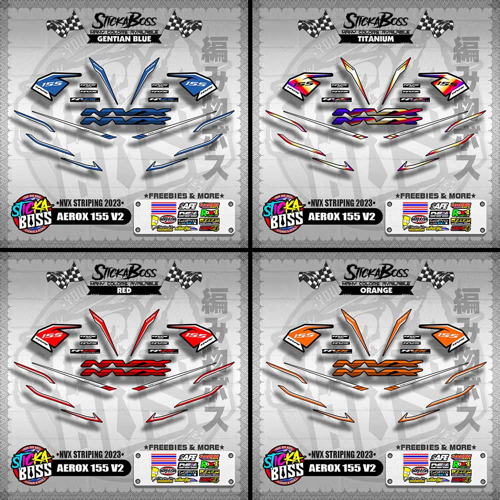 AEROX 155 V2 DECALS ( NVX STRIPING 2023 )【WITH FREEBIES】