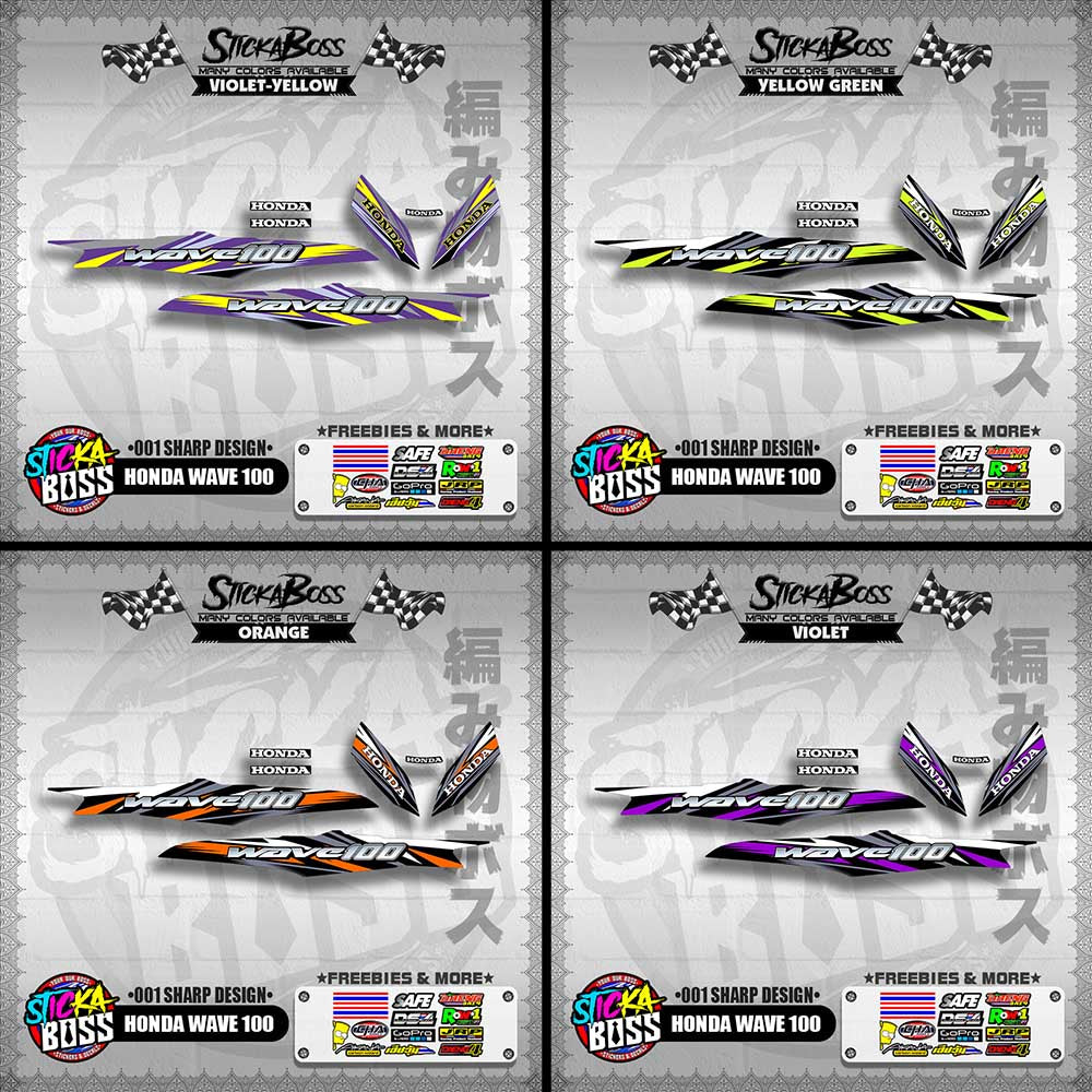 HONDA WAVE 100 DECALS ( 001 SHARP DESIGN )【WITH FREEBIES】