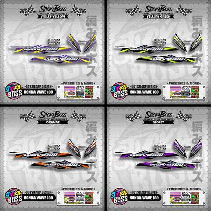 HONDA WAVE 100 DECALS ( 001 SHARP DESIGN )【WITH FREEBIES】