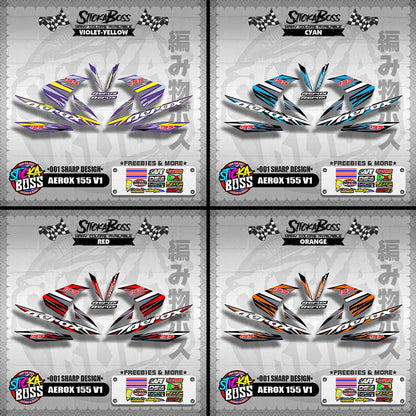 AEROX 155 V1 DECALS ( 001 SHARP DESIGN )【WITH FREEBIES】