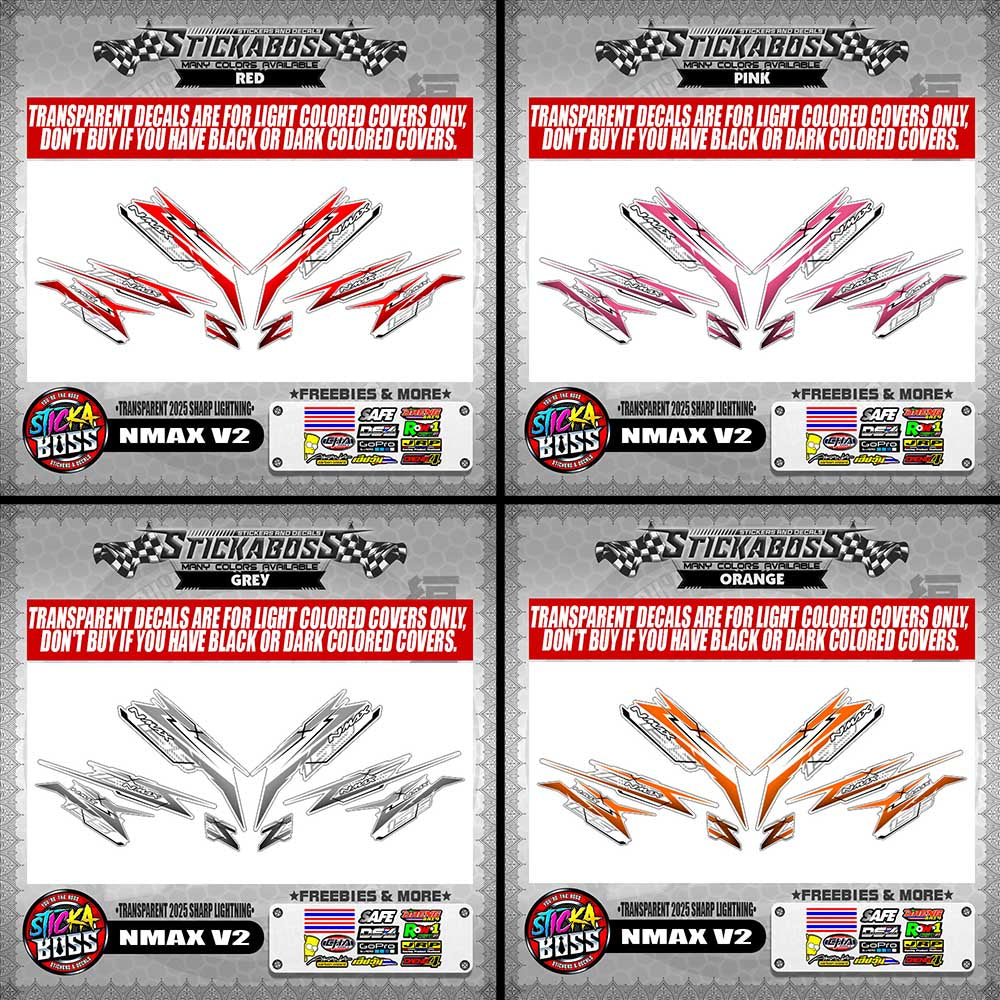 NMAX V2 INDO STICKER DECALS ( TRANSPARENT 2025 SHARP LIGHTNING )【WITH FREEBIES】