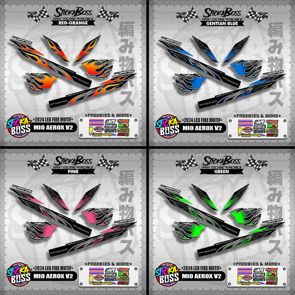 MIO AEROX V2 DECALS ( 2024 LED FIRE MOTIF )【WITH FREEBIES】
