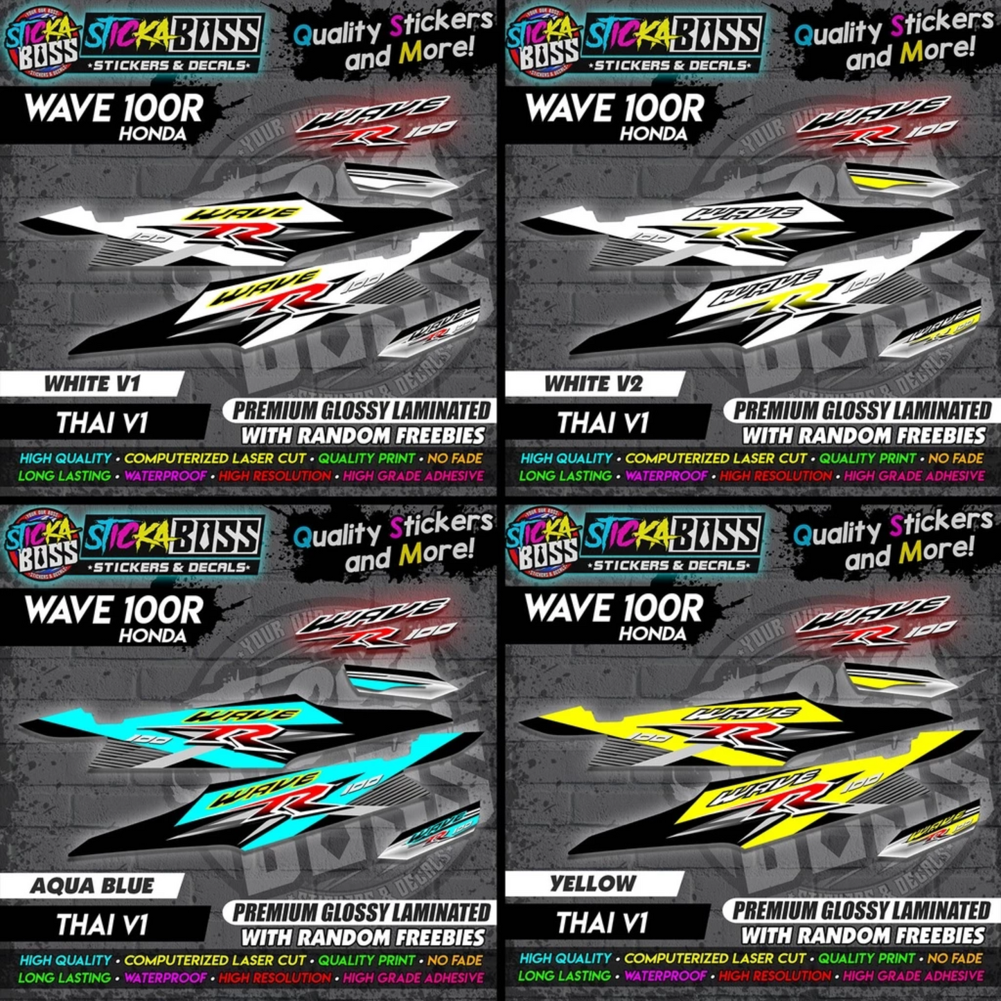HONDA WAVE 100 R (THAI V1) [STOCK DECALS]【PREMIUM GLOSSY LAMINATED】