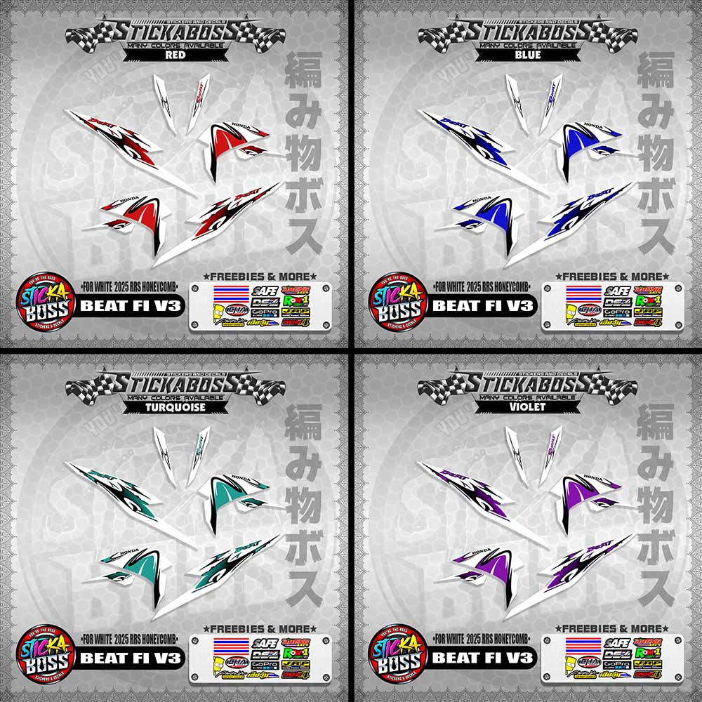 BEAT FI V3 INDO STICKER DECALS ( FOR WHITE  2025 RRS HONEYCOMB )【WITH FREEBIES】