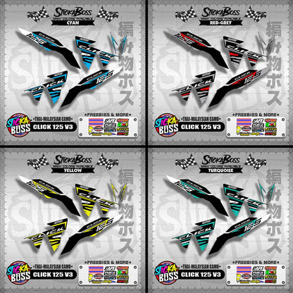 CLICK 125 V3 DECALS ( THAI-MALAYSIAN CAMO )【WITH FREEBIES】
