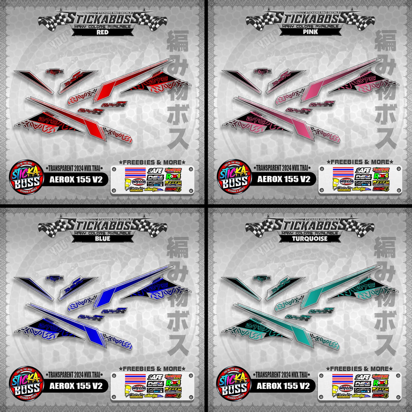 TRANSPARENT AEROX 155 V2 STICKER DECALS ( TRANSPARENT 2024 NVX THAI )【WITH FREEBIES】