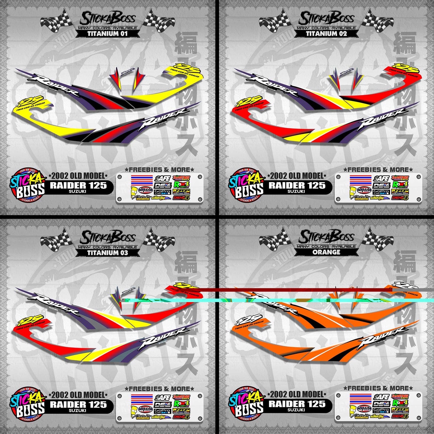 RAIDER 125 DECALS ( 2002 OLD MODEL )【WITH FREEBIES】