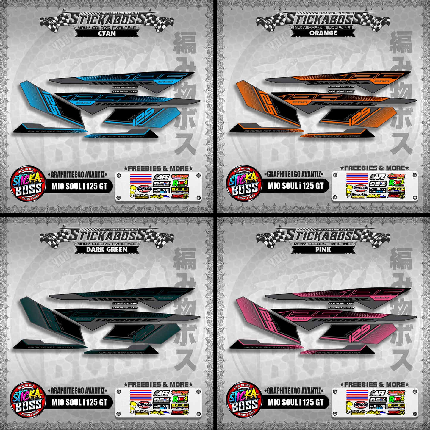 MIO SOUL I 125 GT STICKER DECALS ( GRAPHITE EGO AVANTIZ )【WITH FREEBIES】