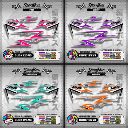 CLICK 125 V3 DECALS ( VARIO FLASH LINES )【WITH FREEBIES】