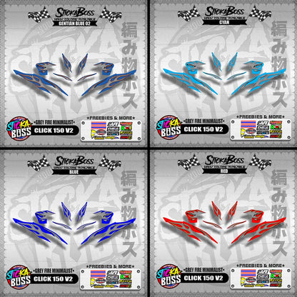 CLICK 150 V2 DECALS ( GREY FIRE MINIMALIST )【WITH FREEBIES】