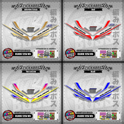 CLICK 125i V3 STICKER DECALS ( FOR WHITE BLACK AERO BLAZE )【WITH FREEBIES】