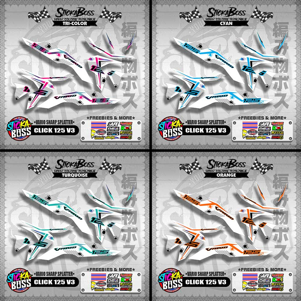 CLICK 125 V3 DECALS ( FOR WHITE VARIO SHARP SPLATTER )【WITH FREEBIES】