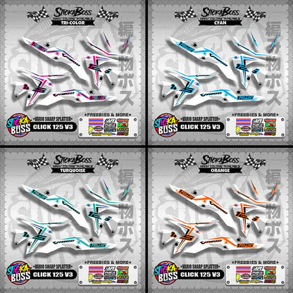 CLICK 125 V3 DECALS ( FOR WHITE VARIO SHARP SPLATTER )【WITH FREEBIES】