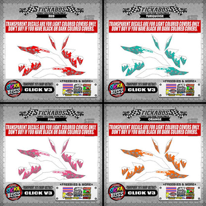 CLICK V3 INDO STICKER DECALS ( TRANSPARENT 2025 SHARP ABSTRACT )【WITH FREEBIES】