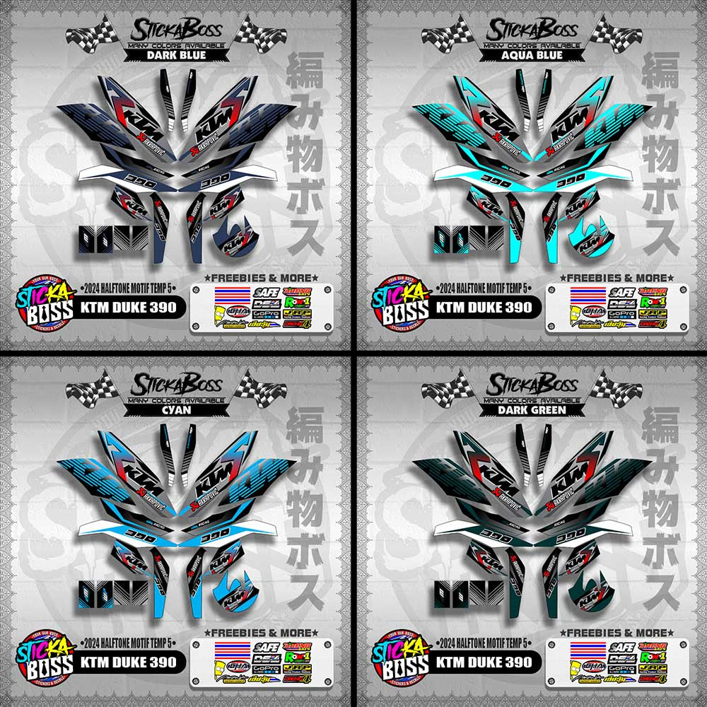 KTM DUKE 390 STICKER DECALS ( 2024 HALFTONE MOTIF TEMP 5 )【WITH FREEBIES】