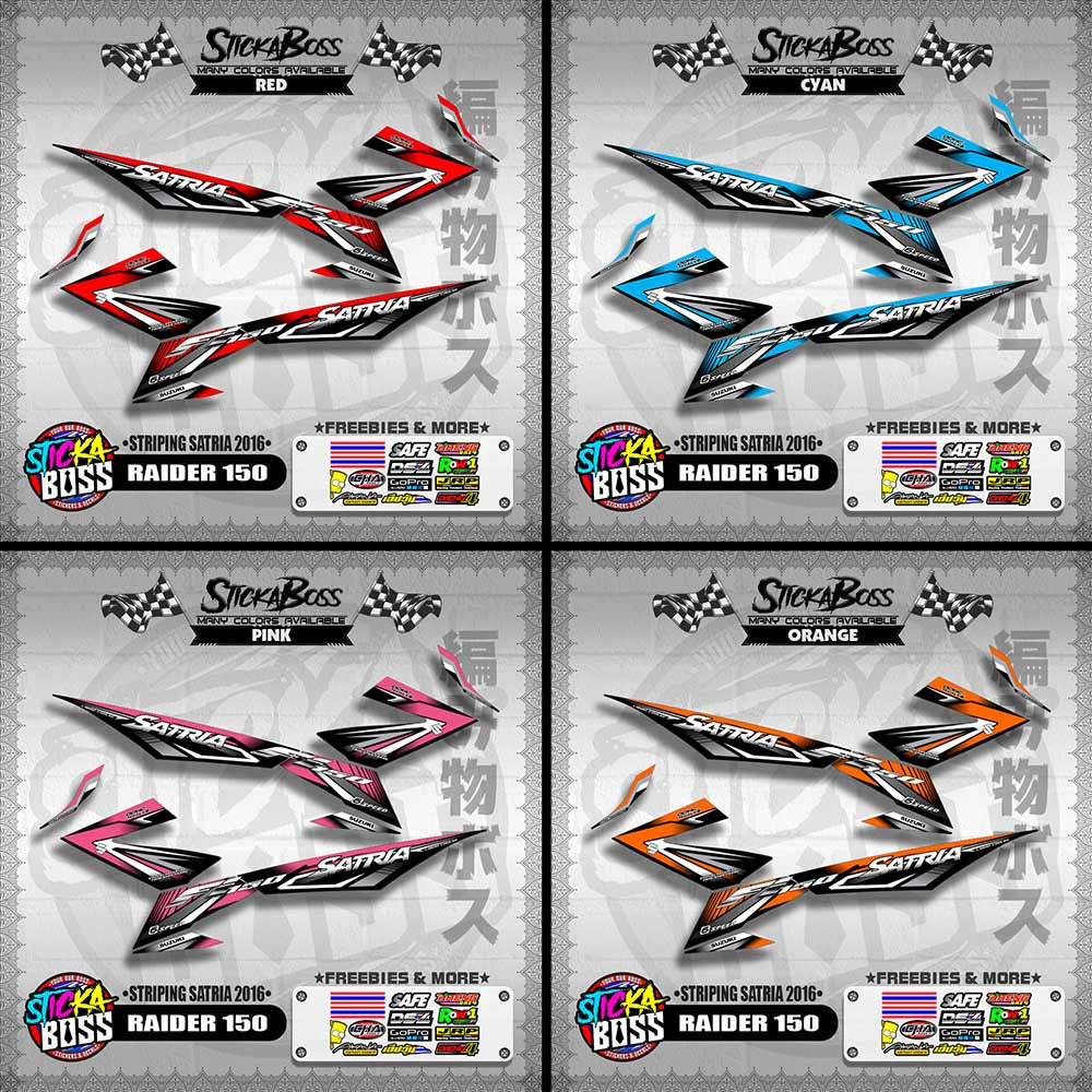 RAIDER 150 DECALS ( STRIPING SATRIA 2016 ) [ PREMIUM GLOSSY LAMINATED ]【WITH FREEBIES】