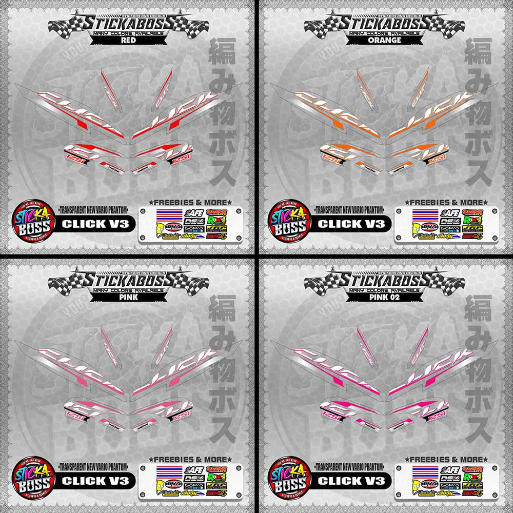 【PREMIUM UV PRINT】TRANSPARENT CLICK 125 V3 STICKER DECALS ( NEW VARIO PHANTOM )【WITH FREEBIES】