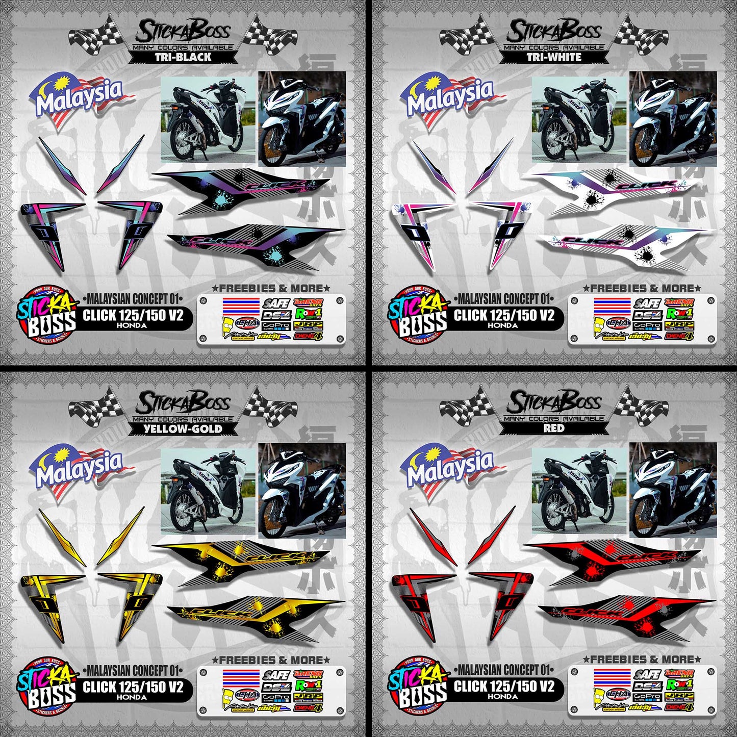 CLICK 125 / 150 V2 DECALS ( MALAYSIAN CONCEPT 01 )【WITH FREEBIES】