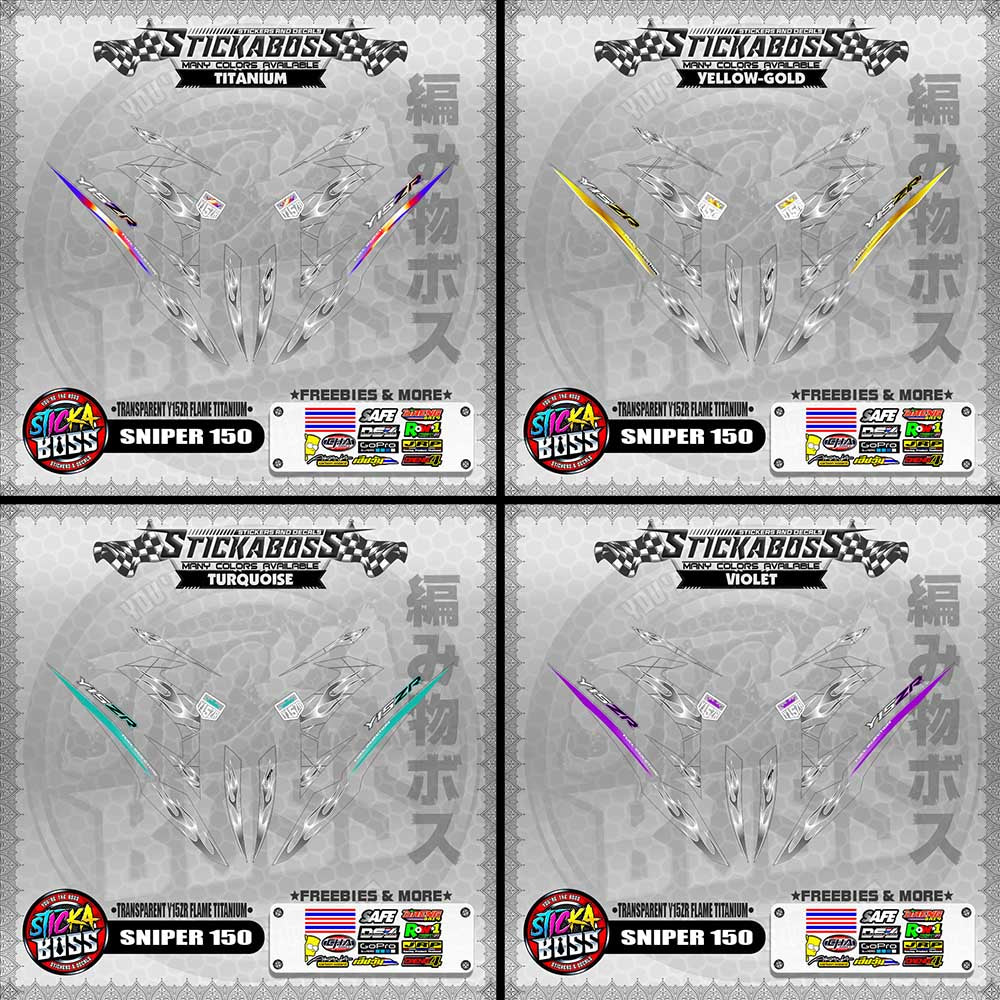 【PREMIUM UV PRINT】TRANSPARENT SNIPER 150 STICKER DECALS ( Y15ZR FLAME TITANIUM )【WITH FREEBIES】