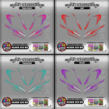 [ PREMIUM UV PRINT ] TRANSPARENT CLICK 125 V3 DECALS ( VARICHA X STRIPPINGS )【WITH FREEBIES】