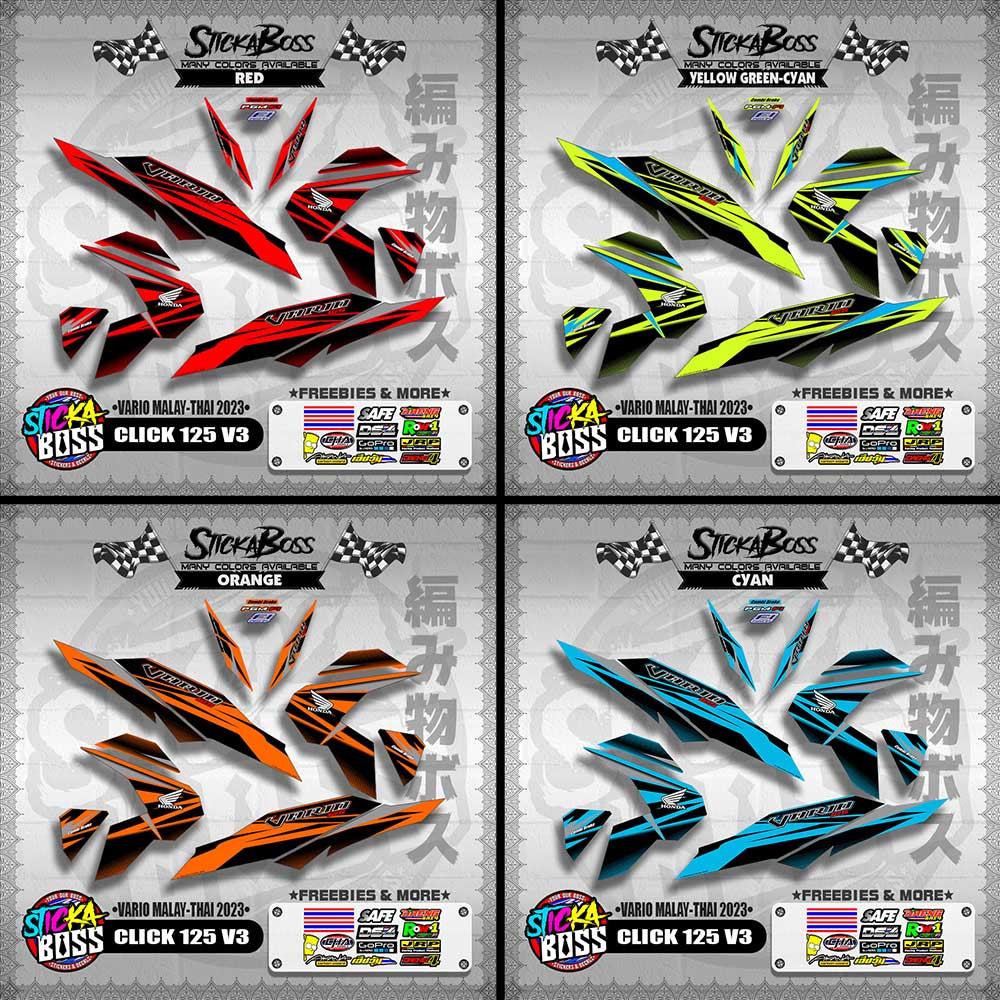 CLICK 125 V3 DECALS ( VARIO MALAY-THAI 2023 )【WITH FREEBIES】