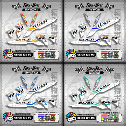 CLICK 125 V3 DECALS ( FOR WHITE DISTORTION LINE STAR )【WITH FREEBIES】