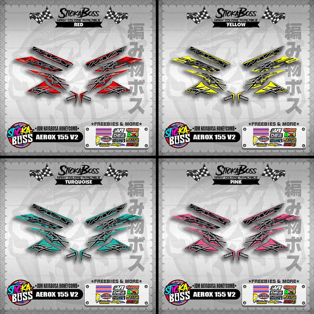 AEROX 155 V2 DECALS ( JDM HAYABUSA HONEYCOMB )【WITH FREEBIES】
