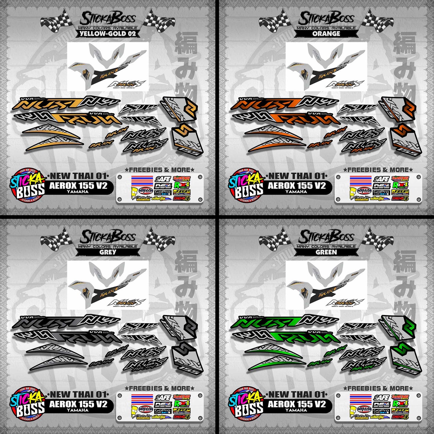 AEROX 155 V2 DECALS ( NEW THAI 01 )【WITH FREEBIES】