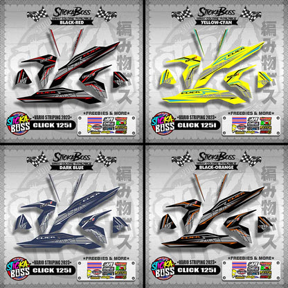 CLICK 125i V3 STOCK DECALS ( VARIO STRIPING 2023 )【WITH FREEBIES】
