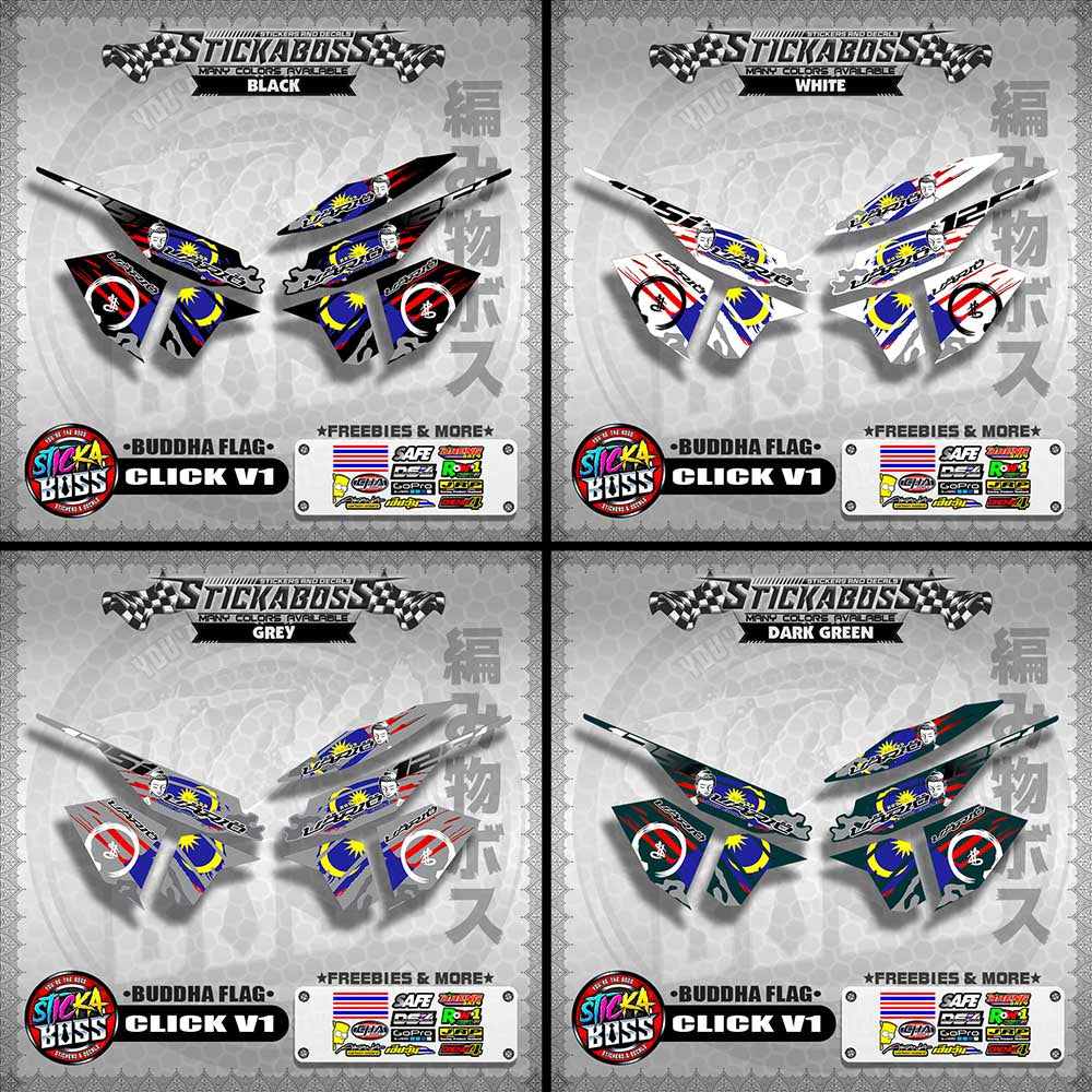 CLICK V1 MALAYSIAN STICKER DECALS ( BUDDHA FLAG )【WITH FREEBIES】