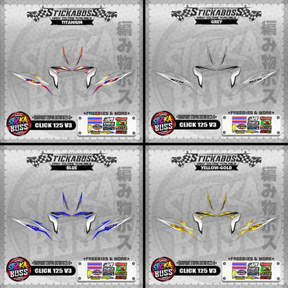 【PREMIUM UV PRINT】TRANSPARENT CLICK 125 V3 DECALS ( STRIPING CUSTOM VC125 45 )【WITH FREEBIES】