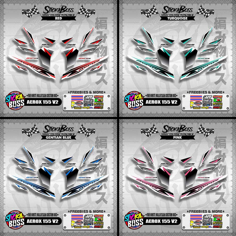 AEROX 155 V2 DECALS ( FOR WHITE MALAYSIAN CUSTOM 003 )【WITH FREEBIES】