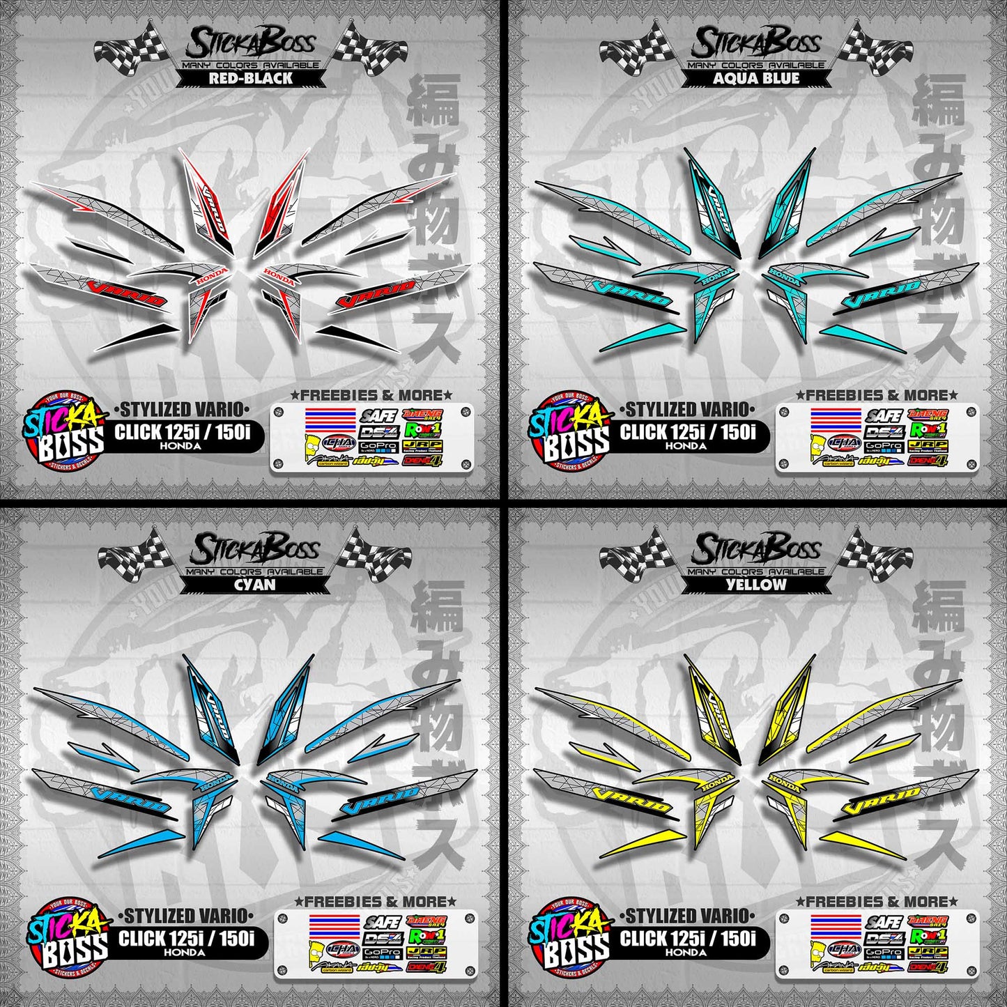 CLICK 125i / 150i V2 DECALS ( STYLIZED VARIO )【WITH FREEBIES】